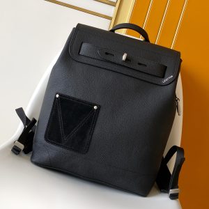 P1020 - LTouch Cowhide Leather - Cowhide Leather Trim - Metal Hardware - Front Pocket - Hook Closure - Main Compartment with Locking Buckle - Zippered Interior Pocket - Shoulder Strap: Non-Removable, Adjustable - Handle: Single Handle - Made in France, Spain, Italy, or the USA